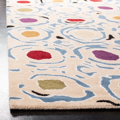 Ivory Multicolor Hand-Tufted Wool and Viscose Runner Rug
