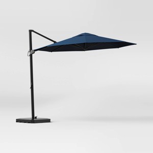 10' Round Solid Offset Outdoor Patio Cantilever Umbrella with Black Pole - Threshold™ - 1 of 4