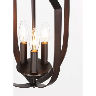 Oil Rubbed Bronze Geometric 3-Light Candle Chandelier