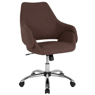 Merrick Lane Office Chair Ergonomic Executive Mid-Back Design In Contemporary Brown Fabric With 360° Swivel And Height Adjustment