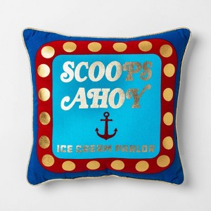 Stranger Things Scoops Ahoy Throw Pillow Blue, Red Blue