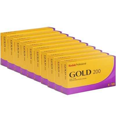 Kodak Professional Gold 200 Color Negative Film - 120 Roll Film, Pack of 5 - 10pk