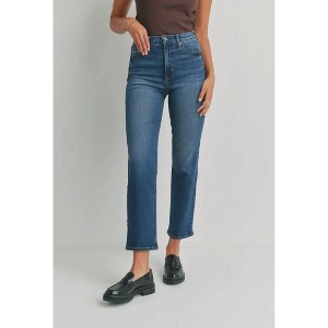 Women's High Rise Crop Straight Denim Pants - JUST BLACK DENIM - 1 of 4