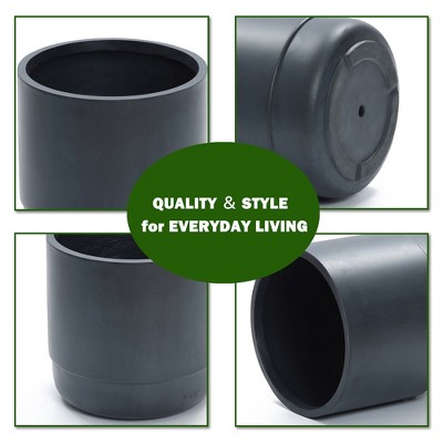 Modern Gray 17'' MgO Outdoor Round Planter with Drainage Hole