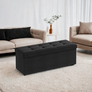 43" Folding Storage Ottoman Bench, Ottoman with Storage, End of Bed Bench, Storage Chest, Foot Rest Stool, Padded Seat - 1 of 4