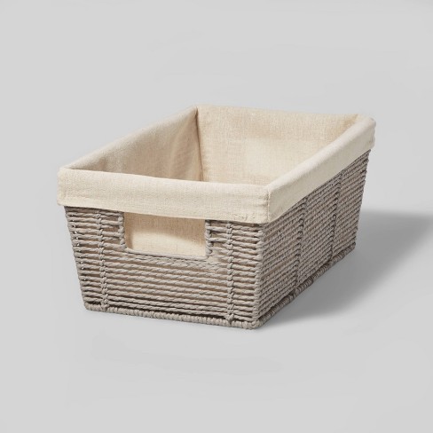 Modern Extra Large Decorative Plastic Storage Basket w/Lid, Gray