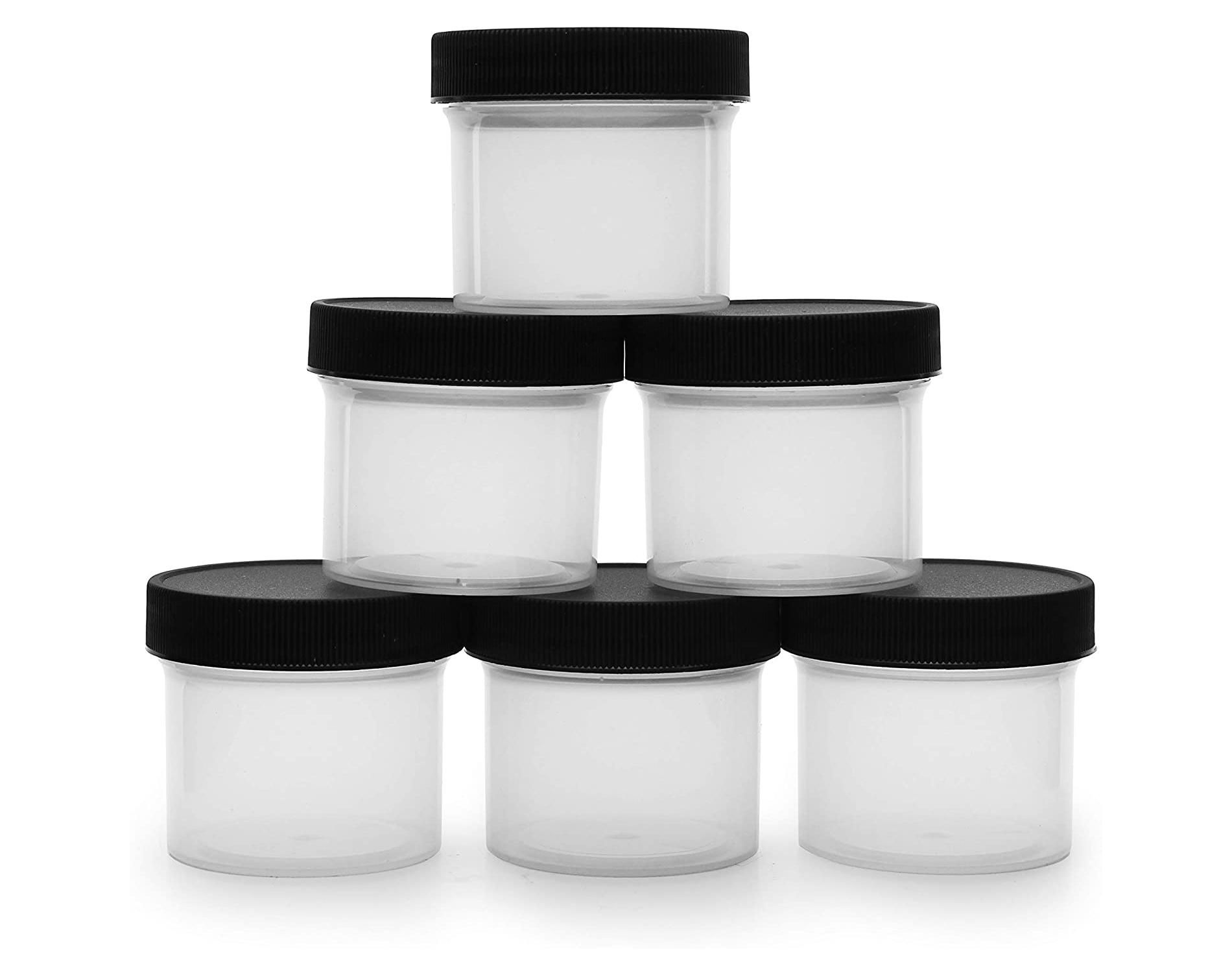 Cornucopia Brands Salad Dressing Condiment Containers 6pk; 2oz To-Go Plastic Mini Food Storage Jars; Carry Up to 4 Tablespoons