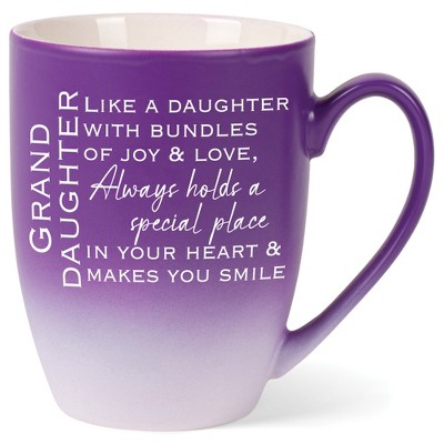 Granddaughter: Like A Daughter With Bundles Of Joy & LoveTwo Toned Matte Purple White 12 ounce Ceramic Stoneware Coffee Cup Mug