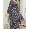 MISSKY Women Plus Size Maxi Long Sleeve V-Neck Wrap Casual Tie Waist Long Dress - 3 of 4