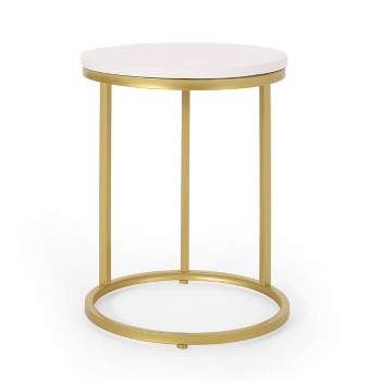 Ingersol Modern Glam C Shaped End Table White/Gold - Christopher Knight Home
