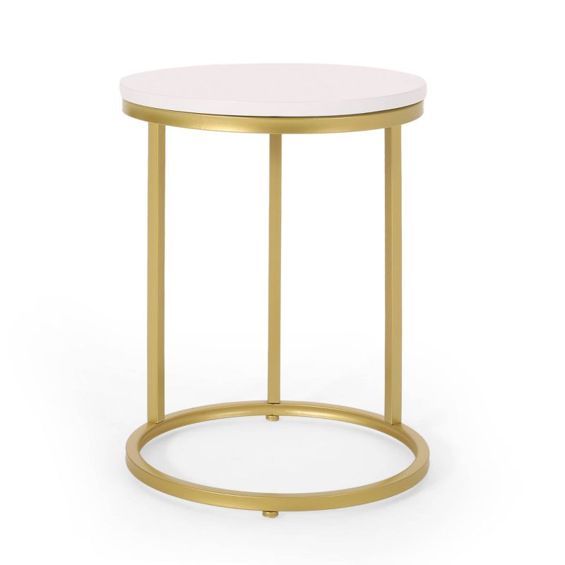 Ingersol Modern Glam C Shaped End Table White/Gold - Christopher Knight Home, 1 of 10