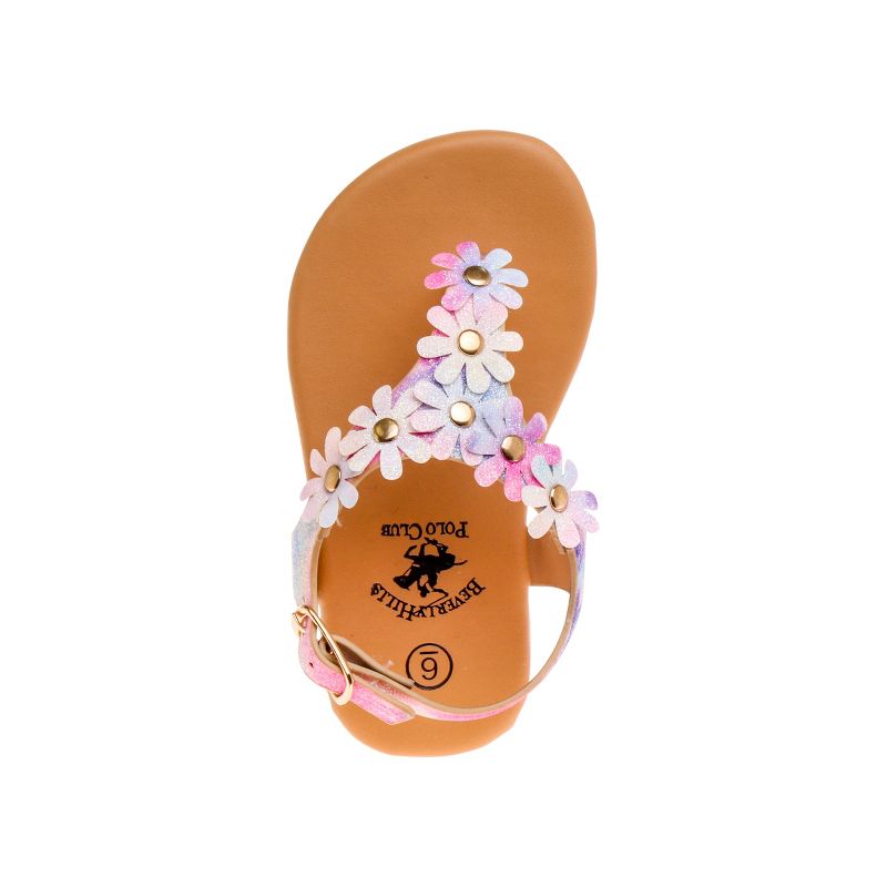 Beverly Hills Polo Club Girls Thong Sandal with Multi Flower Accents (Toddler), 4 of 6