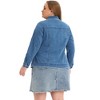 Agnes Orinda Women's Plus Size Classic Denim Frayed Washed Jean Jackets - 4 of 4