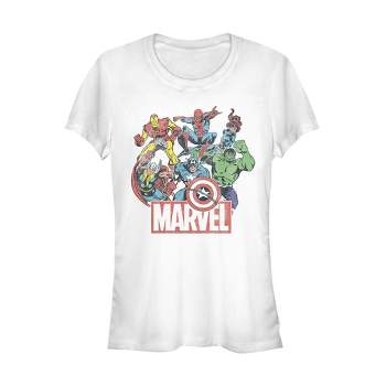 Juniors Womens Marvel Classic Hero Collage T-Shirt