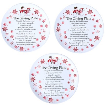 The Lakeside Collection Set of 3 Melamine Giving Plates - Snowman