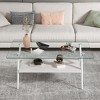 Rectangle Coffee Table, with Tempered Glass top, Metal Legs and MDF Shelf, Modern Table for Living Room - 3 of 4