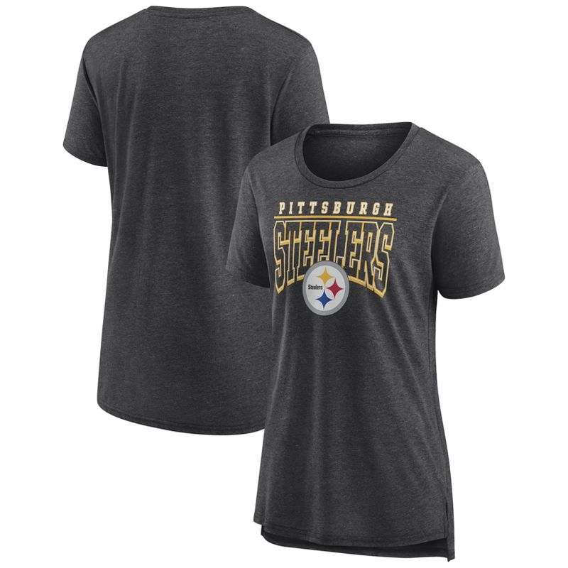 NFL Pittsburgh Steelers Women&#39;s Champ Caliber Heather Short Sleeve Scoop Neck Triblend T-Shirt, 1 of 4