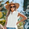 Women's Cotton White Pleated & Smocked Sleeveless Top - Cupshe - 4 of 4