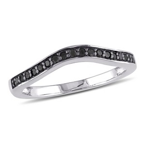 EVERLY JEWELRY | Sterling Silver 1/5 CT TW Black Diamond Chevron Anniversary Band Black Rhodium Plated - 1 of 4