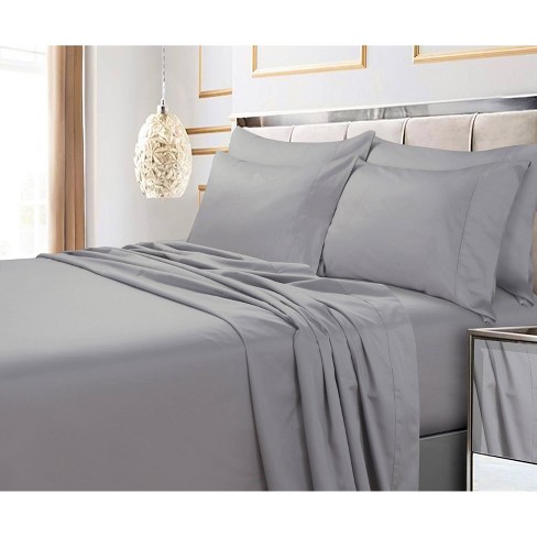 Queen 600 Thread Count 6pc Extra Deep Pocket Sateen Sheet Set Silver ...