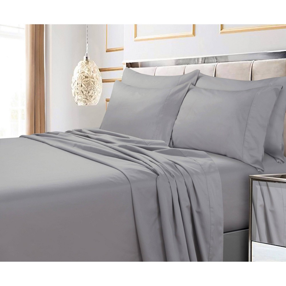 Photos - Bed Linen King 600 Thread Count 6pc Extra Deep Pocket Sateen Sheet Set Silver Gray 