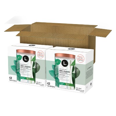 L . Organic Tampon Light + Regular Tampons - 84ct