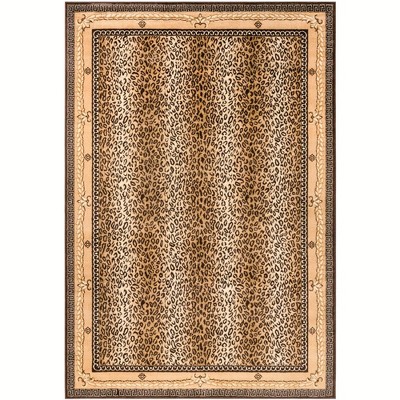 7x10 Brown and Beige Synthetic Animal Print Area Rug