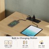 Fluted Nightstand with Charging Station & 2 Drawers, Bedside Table End Table, Natural Oak - 4 of 4