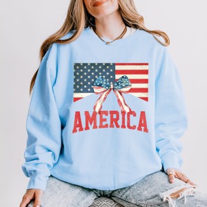 Simply Sage Market American Flag Coquette Lightweight Garment Dyed Sweatshirt - 1 of 4