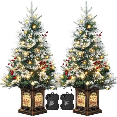3Ft Prelit Artificial Christmas Tree with 78 Warm LED Imitation Fiber Optic Light, 8 Mode, Decor for Home
