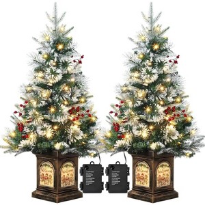 3Ft Prelit Artificial Christmas Tree with 78 Warm LED Imitation Fiber Optic Light, 8 Mode, Decor for Home - 1 of 4