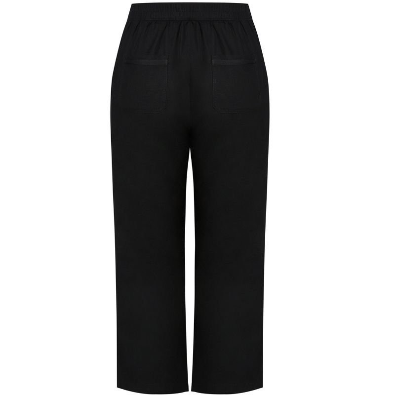 Women's Plus Size Linen Viscose Trouser - black | AVENUE, 4 of 5