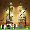 2 Pack 6 Tier Indoor Tall Plant Stand, Metal Plant Stand with Detachable Wheels, Half Heart Shape Plant Stands, for Home Patio Lawn Balcony, Brown - 3 of 4