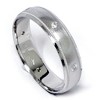 Pompeii3 Mens 14K White Gold Diamond Wedding Brushed Band Ring - 3 of 4