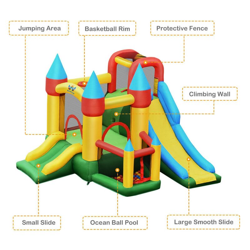 Costway Kids Inflatable Bounce House Jumping Dual Slide Bouncer Castle W/ 780W Blower, 5 of 11