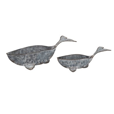 Transpac Metal 18.75 in. Gray Spring Whale Containers Set of 2