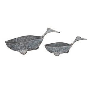 Transpac Metal 18.75 in. Gray Spring Whale Containers Set of 2 - 1 of 2