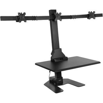 Mount-It! Height Adjustable Converting Triple Monitor Electric Standing Desk Converter | Stand-Up Computer Workstation with Three Monitor Mount