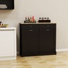 Tilt Out Trash Cabinet, Wooden Free Standing Trash Cabinet With 2 Drawers And Spacious Tabletop, Dog Proof Trash Can, Recycling Trash Can Holder - 2 of 4