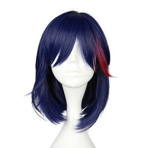 Unique Bargains Women's Wigs 16" with Wig Cap Blue Red - 1 of 4