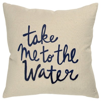 'Take Me To The Water' Poly Filled Pillow Cream/Navy - Rizzy Home