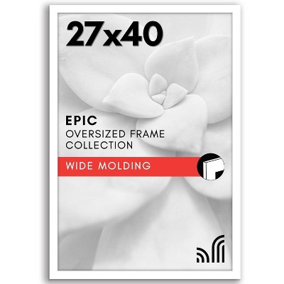Americanflat 27x40 Picture Frame with Polished Plexiglass - White Picture Frame - Wide Photo Frames Made of Engineered Wood - Epic - White