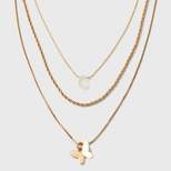 Ball and Snake Chain with Butterfly Charm Multi-Strand Necklace Set 3pc - Universal Thread™ Gold