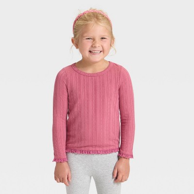 Toddler Girls' Long Sleeve Pointelle Shirt - Cat & Jack™