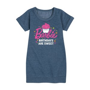 - Barbie - Barbie Birthdays Are Sweet Graphic Short Sleeve Fleece Dress - 1 of 4
