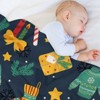 FIONECA Christmas Blanket with Christmas Sweater Stocking Candle Candy Cane and Gift Pattern Dark Blue Background 30x40 inches - 4 of 4