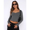 Coolmee Womens Long Sleeve Going Out Crop Tops Sweetheart Neck Cute T Shirts Side Slit Tees - 4 of 4