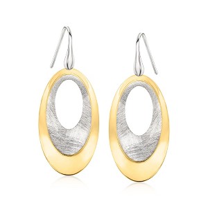 Ross-Simons Italian Sterling Silver and 18kt Gold Over Sterling Double-Oval Drop Earrings - 1 of 3
