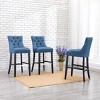 WestinTrends 29" Linen Tufted Buttons Upholstered Wingback Bar Stool (Set of 3) - 2 of 4