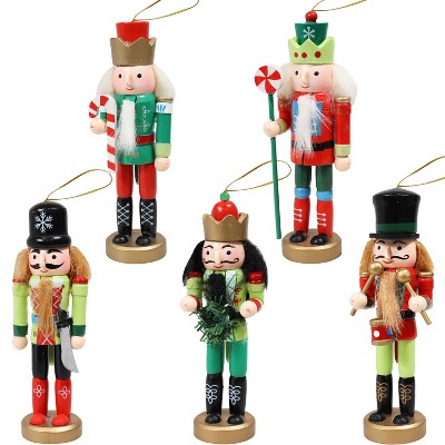 Sunnydaze Indoor Christmas Holiday Tree Nutcracker Ornaments - 5" - Red and Green - 5pc
